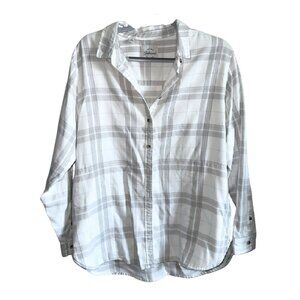 Jachs Girlfriend Gray White Plaid Button Up Shirt Men's XL